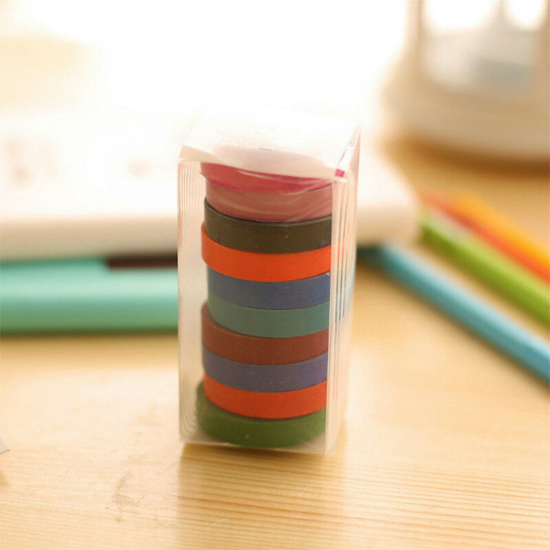 10 sztuk/pudło Rainbow jednokolorowa taśma maskująca do drukowania samoprzylepnego wyroby Scrapbooking DIY Diary planiści