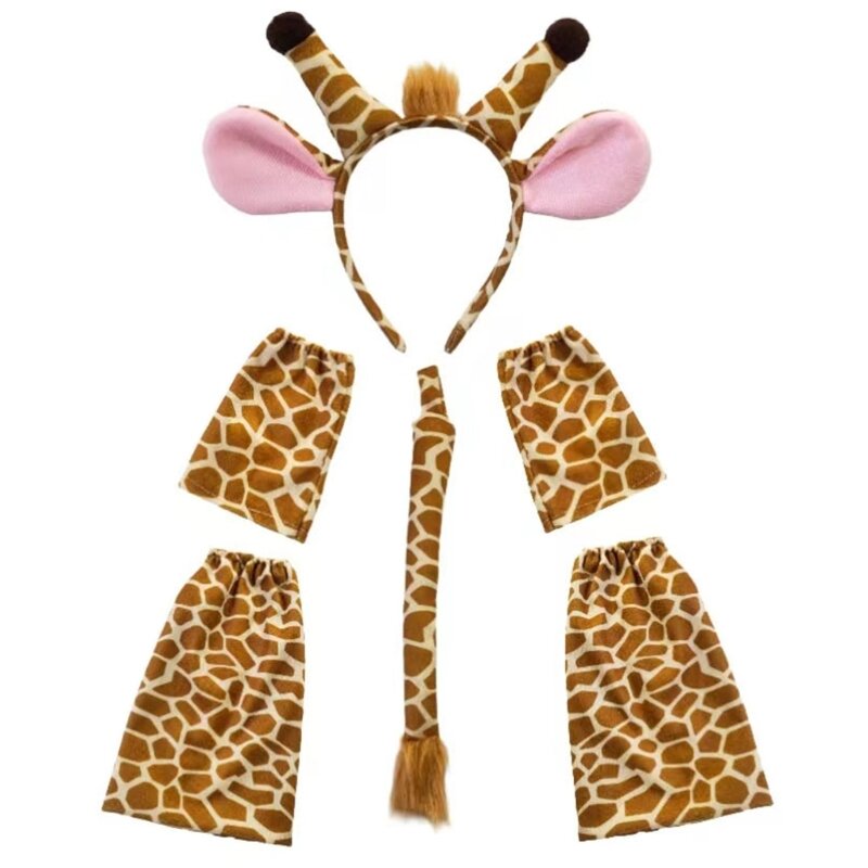Costume da cervo/elefante/ghepardo/orso/cane/leopardo set fasce per orecchie archi coda costume cosplay animali Natale