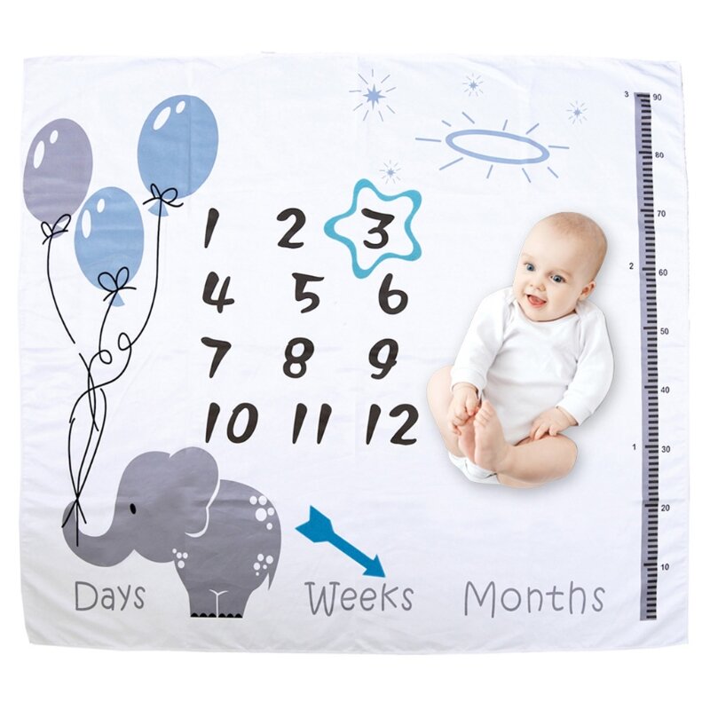 Q0KB 1 Set Alat Peraga Fotografi Bayi Baru Lahir Selimut Tonggak Pertumbuhan Catatan Bulanan Bayi