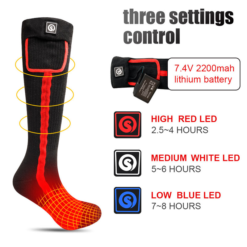 Brand Winter Heated Socks Rechargeable Heating Socks 2200 mAh Heated Socks Warmth Outdoor Heated Boots Snowmobile Winter Skiing