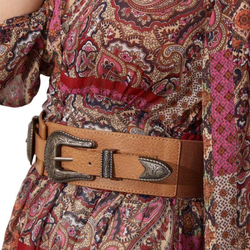 Cinturón Cincher cintura con hebilla metal, cinturón elástico, corsé femenino