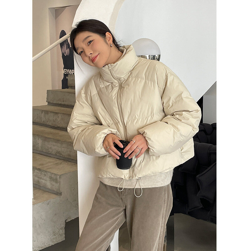 PRNOE 2022 겨울 여성 화이트 덕 다운 솔리드 화이트 컬러