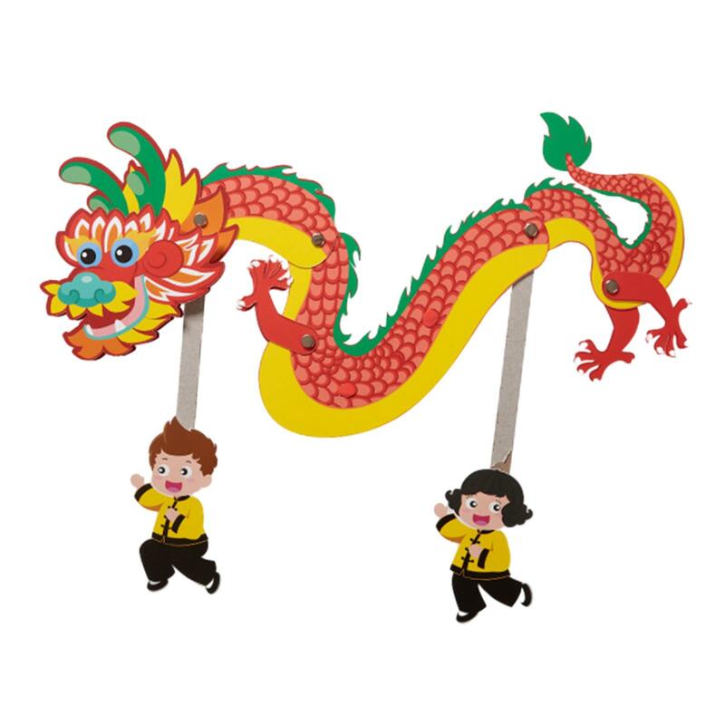 Chinese Paper Dragon Pick Kids Toy Manual Prop Paper Dragon for Party Outdoor Mid Autumn Festival Dragon Boat Festival Ornaments