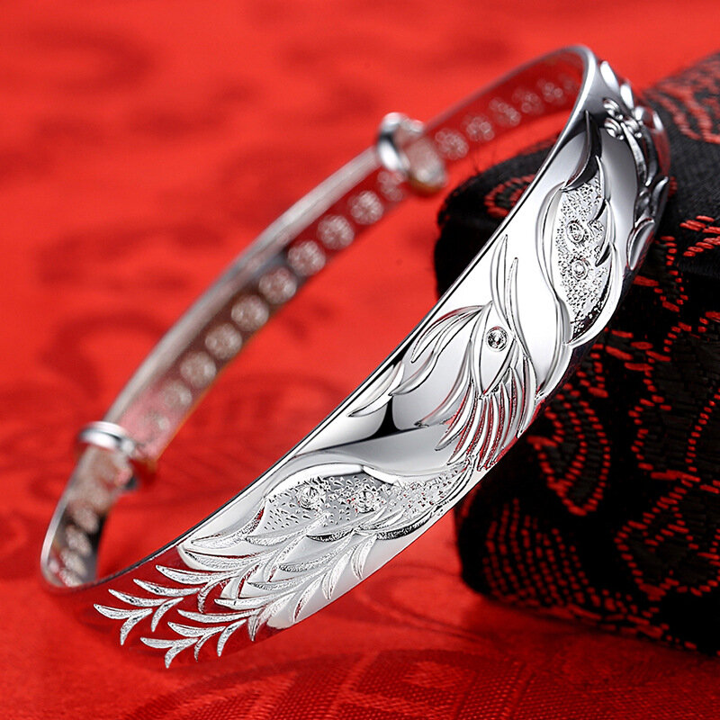 Modne srebrne bransoletki szlachetne feniks bransoletki dla kobiet prezenty klasyczne wesele ślubne designerska biżuteria regulowana