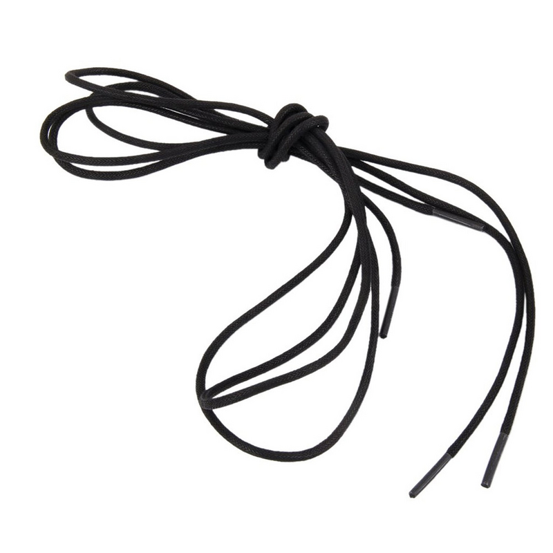3mm Waxed Cotton Round Elastic Shoelaces Black Laces Brogues Shoes (Black)