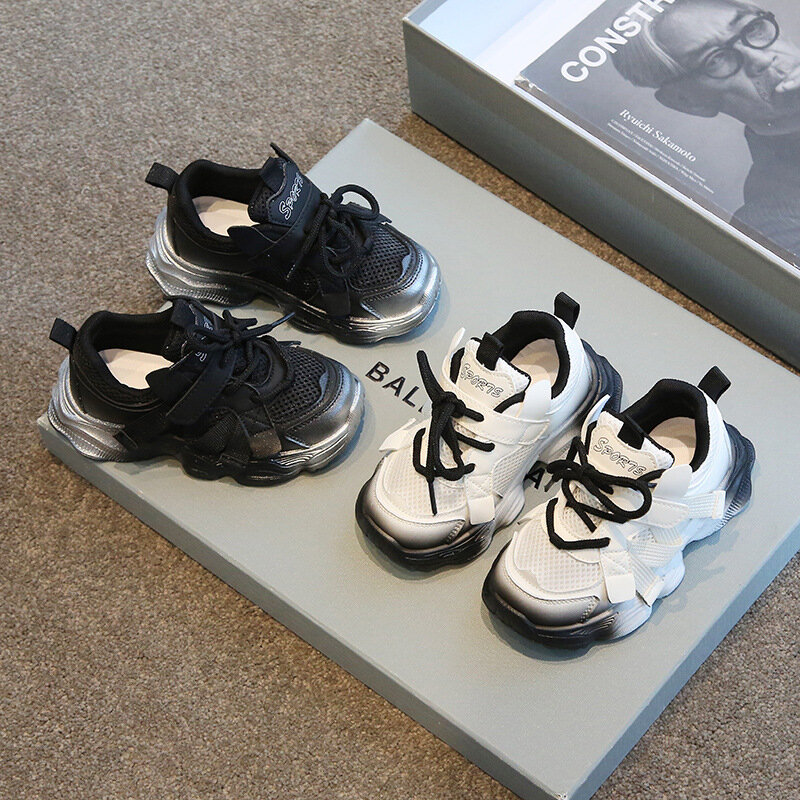 Scarpe sportive per bambini 2024 primavera autunno ragazze papà scarpe Mesh Surface traspirante ragazzi Kid Sneakers scarpe da corsa per bambini di grandi dimensioni