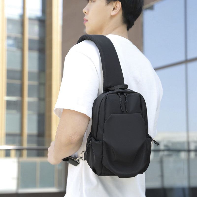 Tas bahu tas dada pria kasual tas messenger perjalanan pendek tas selempang Oxford pria paket selempang bentuk sederhana untuk sekolah