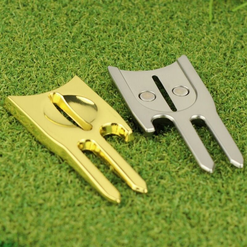 Aim 6 in 1 Divot Tool Golf Tools Magnetic Rust-proof Golf Green Fork Multi-functional Portable Golf Repair Fork Golf Lover