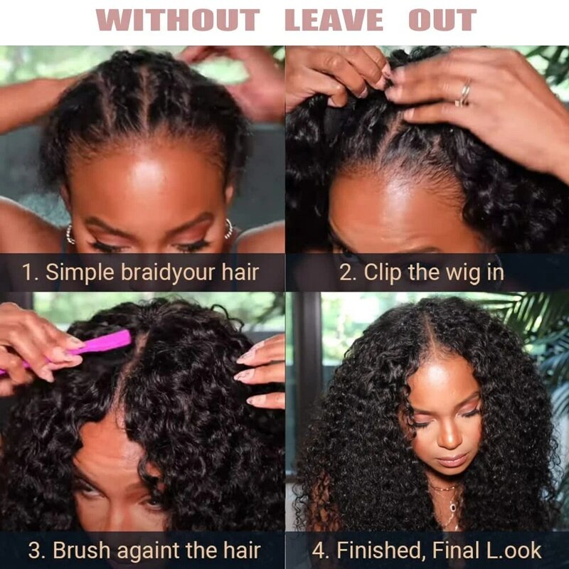 X-TRESS Afro Lockige V Teil Perücke mit Bouncy Locken Synthetische Verworrene Gerade Glueless Haar für Frauen Keine sich Lassen Clip in Halb Perücke