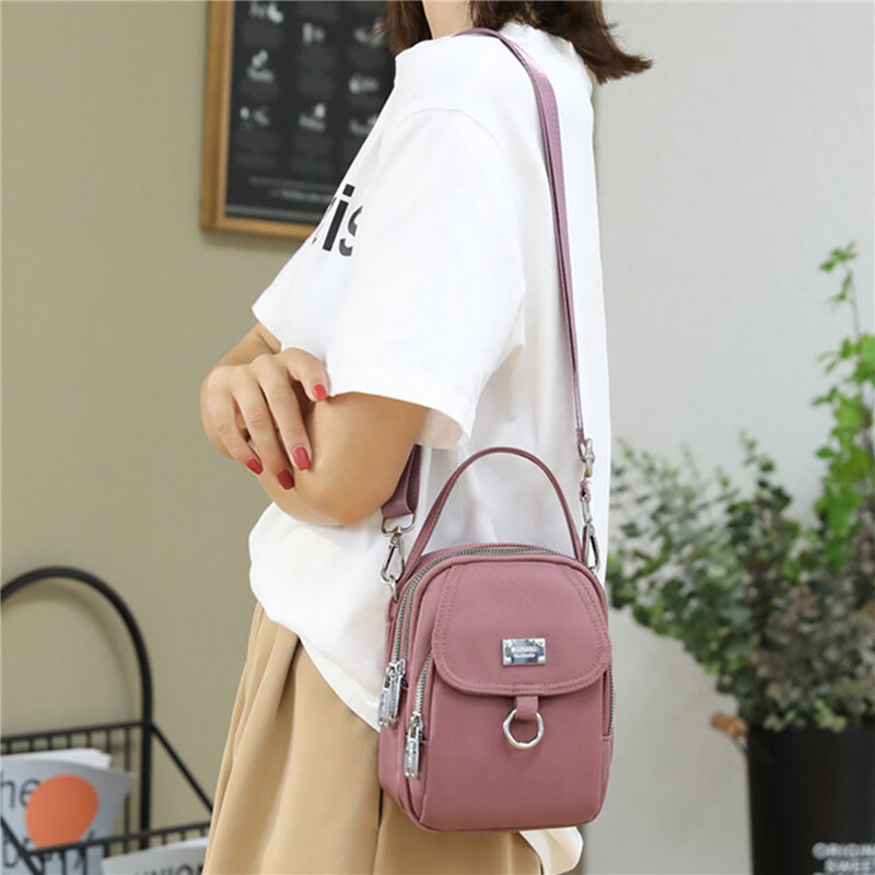 Fashion 3 Layers Women Mini Bag High Quality Durable Fabric Girls Small Shoulder Bag Prettry Style Female Mini Handbag Phone Bag