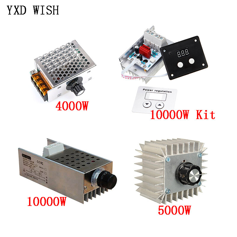 AC 220 V 4000W/5000W/10000W SCR regolatore di tensione Dimmer LED Dimmer regolatore di velocità del motore termostato Dimmer 220 V alimentatore