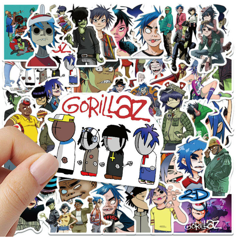 Gorillaz Music Band Graffiti Stickers, Skateboard, JESuitcase, Freezer, Motorcycle Classic Toy Sticker, Gif, Fashion, 50Pcs