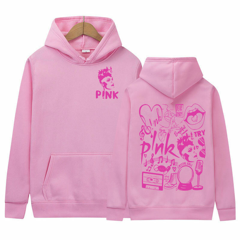 P!nk Pink Singer Summer Carnival 2024 Tour Hoodie Music Album Hip Hop Retro Pullover Sweatshirt Men Women Casual Oversized Hoody