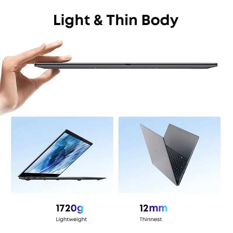 CHUWI GemiBook Plus ноутбук, Intel N100, 8 ГБ ОЗУ 256 Гб SSD, экран 15,6 дюймов