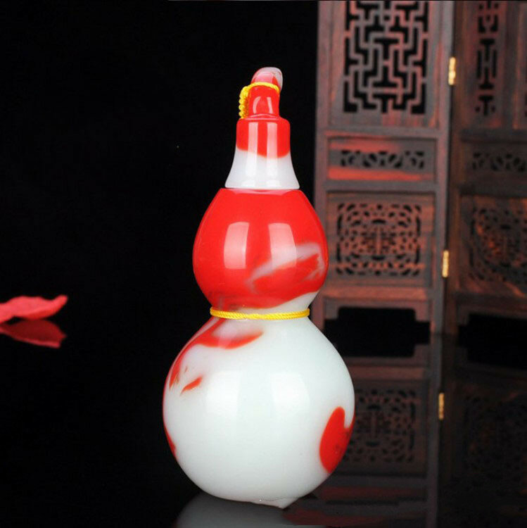 Xinjiang Gobi Emas Giok Ayam Giok Ornamen Labu Bunga Mengambang Fulushou Handpieces Perhiasan