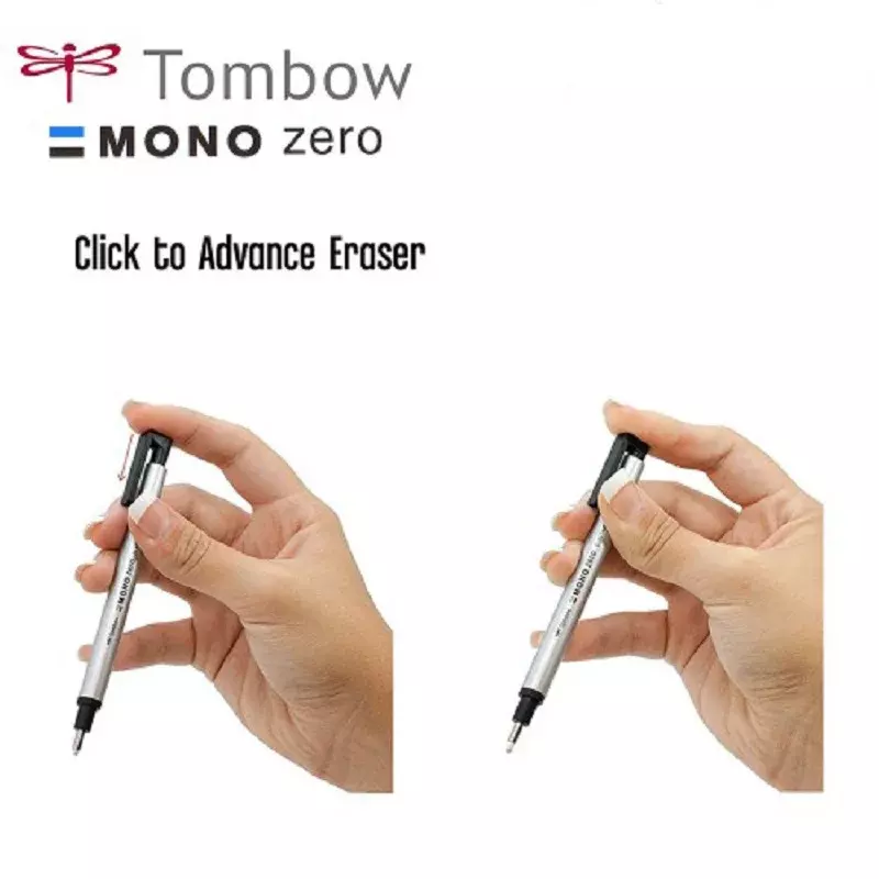 Tombow Pencil Erasers Refill, MONO Zero Press Square / Round Tip Detail Eraser Pen for Drawing Sketching Student Artist Supplies