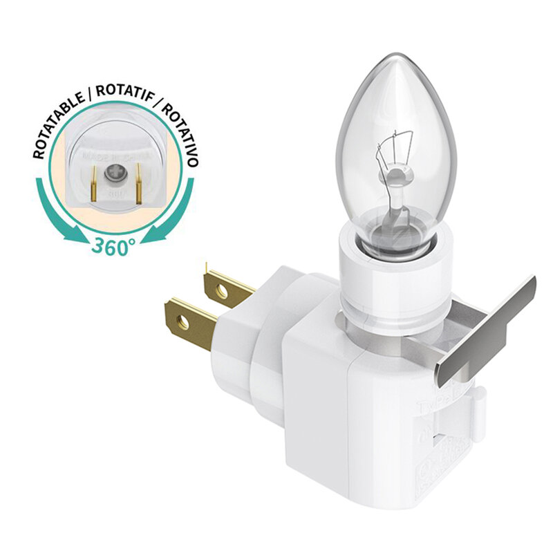 Twdrtdd Plug In Nachtlampje, Wandlamp Plug Met Aan/Uit Schakelaar En Metalen Clip, omvat 1 7Watt C7 Lamp, 360 Graden Roterende