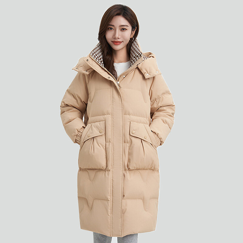 Chaqueta larga con capucha para mujer, abrigo informal de gran tamaño, color sólido, moda de invierno