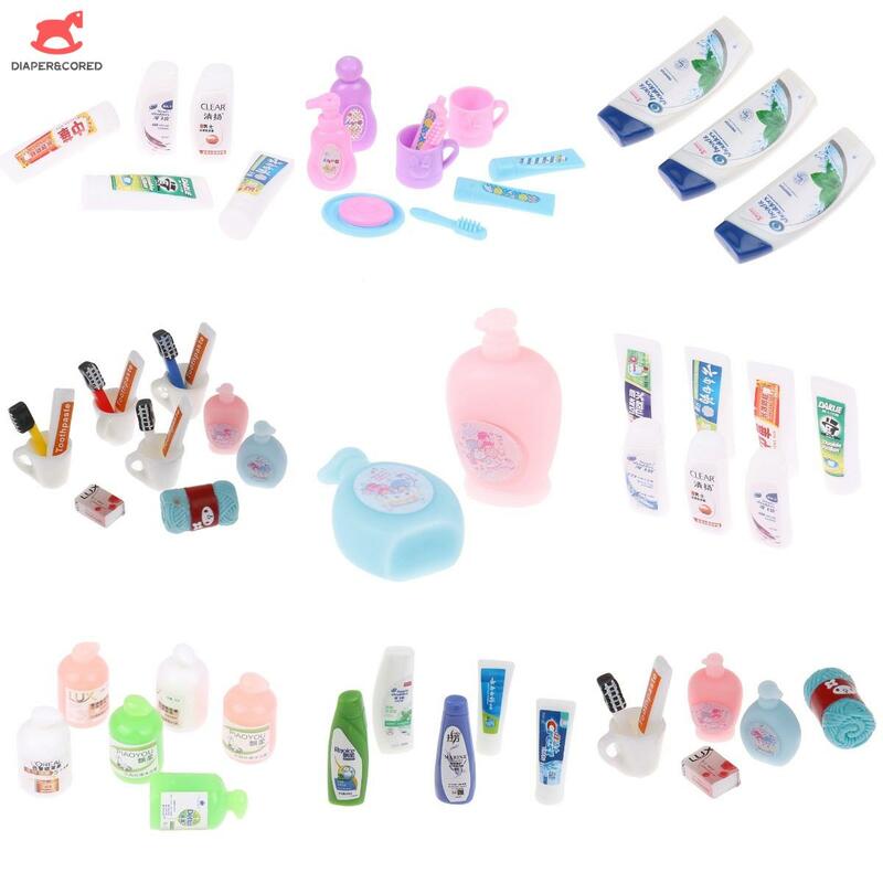 1/2/3/5/11 pçs/set 1:6 1:12 dollhouse simulação em miniatura mini supermercado shampoo modelo acessórios do banheiro diy móveis brinquedos