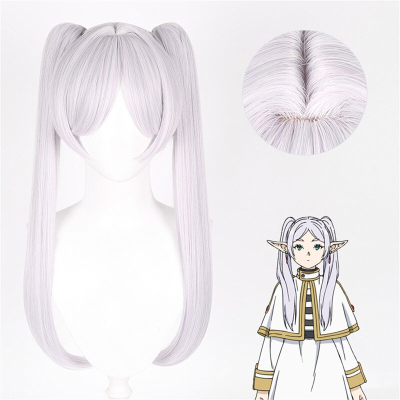Asia Anime Cosplay Frieren: syntetyczny podwójny kucyk poza końcem podróży peruka z długich prostych włosów Frieren ładna dziewczyna codzienne imprezowa peruka