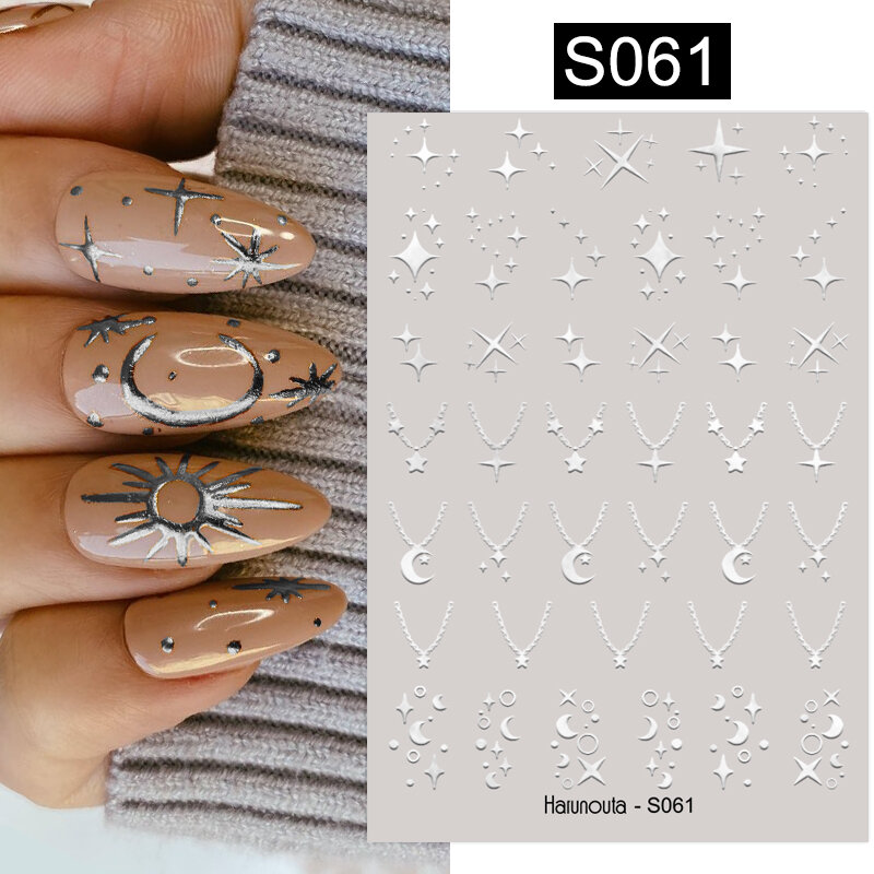 3D Zilveren Frame Nail Sticker Zilver Bronzing Streep Lijnen Sliders Voor Nagels Tribal Patroon Decals Marmer Bloeiende Nail Tattoos