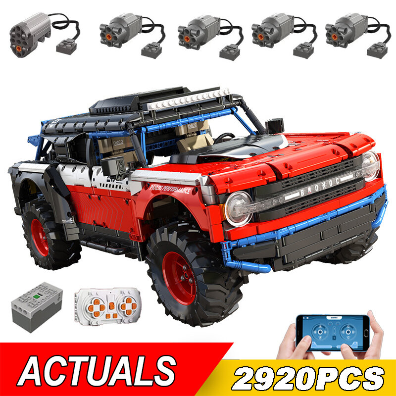 Technische Ford Buggy Super Sportwagen Model Afstandsbediening Bouwstenen Met Licht Off-Road Auto Voertuig Bakstenen Speelgoed Kids Cadeau