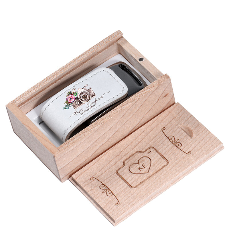 Free LOGO Wooden Box + Leather USB Flash Drive High Speed Select 3.0 Low Price Select 2.0 Memory Capacity 4GB 8GB 16GB 32GB 64GB
