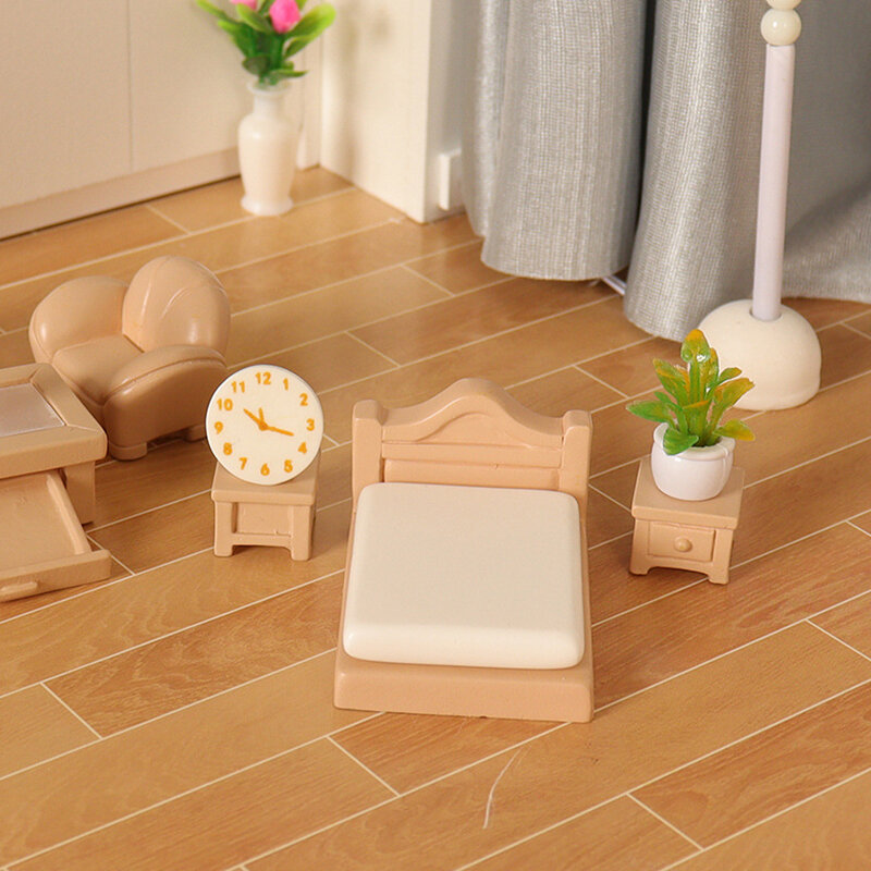 Conjunto de móveis em miniatura para Dollhouse, Pretend Play Toy for Kids, Sala, Decoração do Quarto, Acessórios, 1PC, 12 PCs