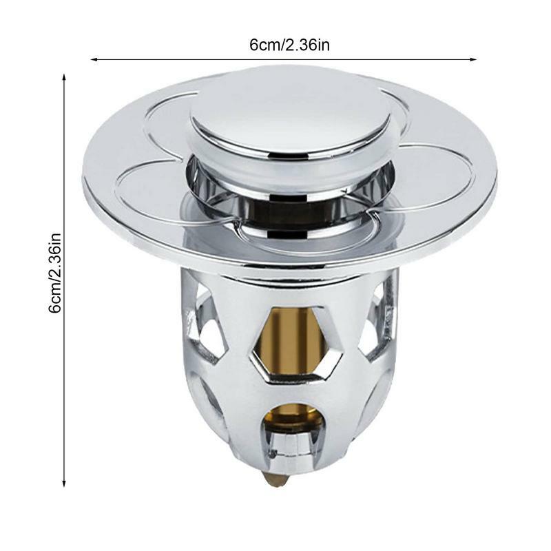 Universal Bathroom Sink Stopper Stainless Steel Push Type Bullet Core Basin Drain With Anti-Clogging Strainer For Wash Basin