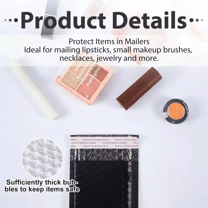 Black Mailer Shipping Envelope Pcs for Packaging Seal 100 Bubble Mailing Bag Color Self Poly Envelopes