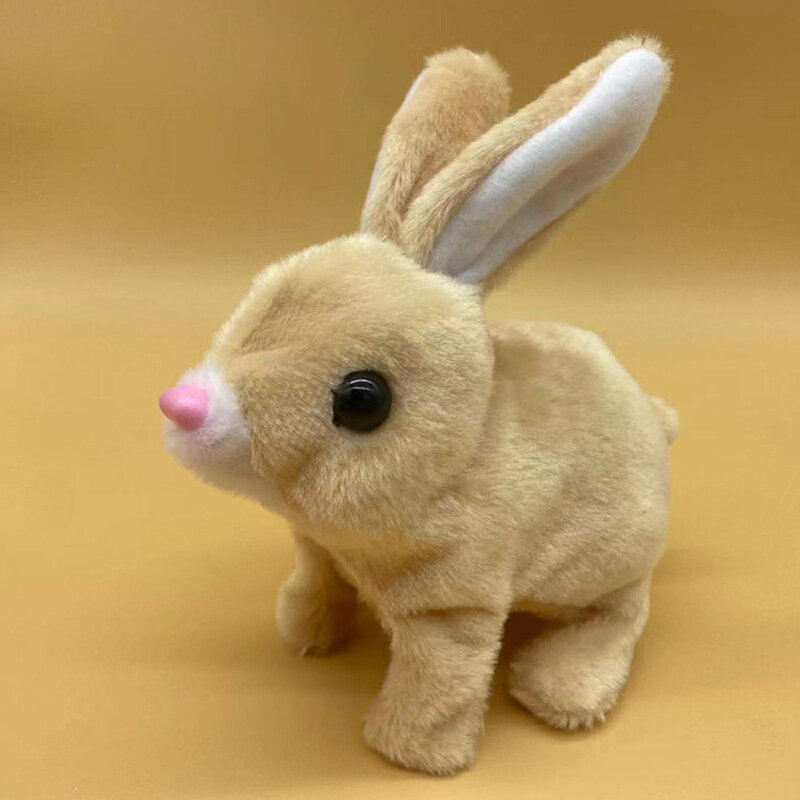 Simulation Electric Plush Bunny Toy Soft Touch Fabric Walking Jumping Toy for Kids Birthday Easter Gifts