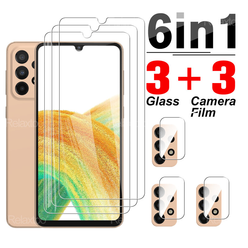 6-In-1 Gehard Glas Voor Samsung Galaxy A33 5G Cover Screen Protector Film Voor Samsung A23 a33 A53 A73 5G Camera Lens Films