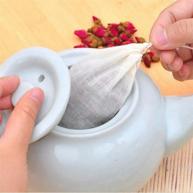 Cedzak na herbatę 10szt 8x10cm Duży bawełniany muślinowy sznurek Torebka wielokrotnego użytku Mydło Zioło Nowość