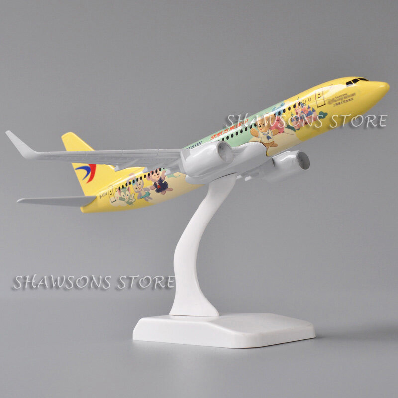 Diecast Metal modelo avião brinquedo, réplica em miniatura China Eastern Airliner, China Cartoon versão miniatura, Boeing 737, 1:200