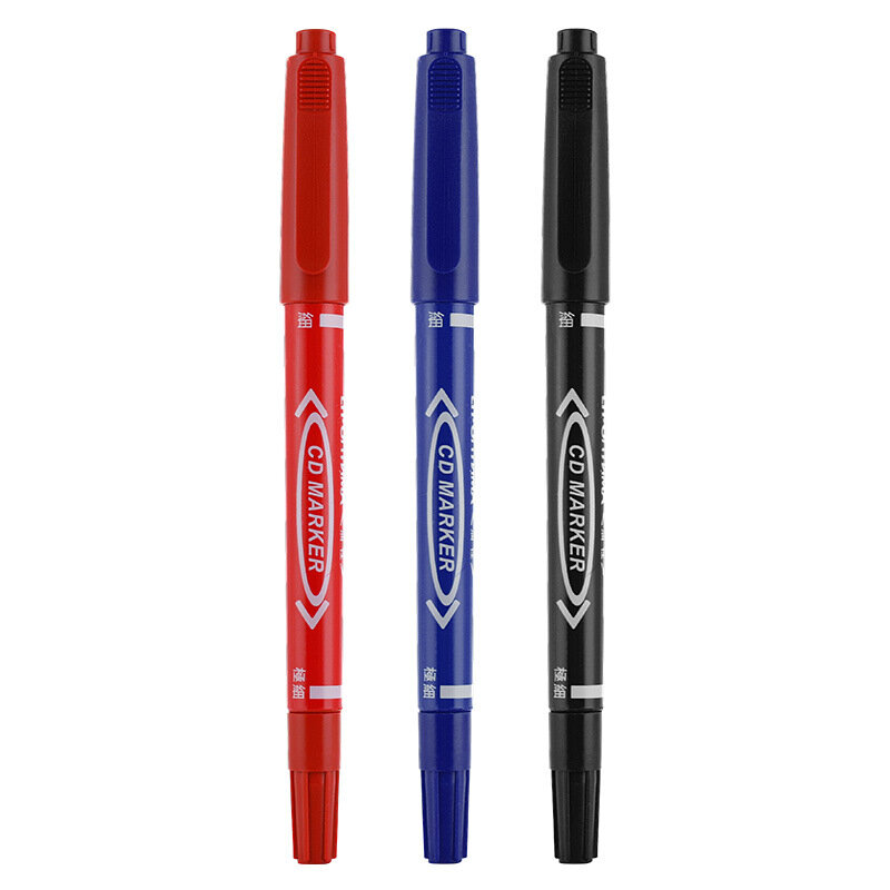 Pluma de marcado permanente de doble cabezal, 1-3 piezas, resistente al agua, tinta fina de Color negro, azul y rojo, 0,5/1,0mm