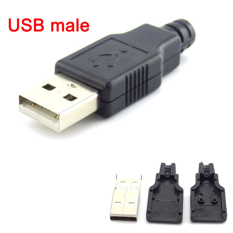5/10pcs 4 Pin USB 2.0 Type A Male Socket plug Connector adapter With Black Plastic Cover Solder Type DIY Connector H10