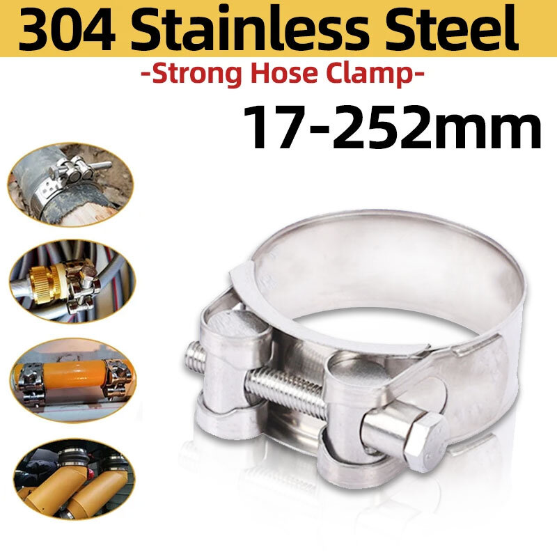 Penjepit pipa Air Stainless Steel 304, klem selang gaya Eropa, penjepit selang knalpot melingkar, segel pipa Air