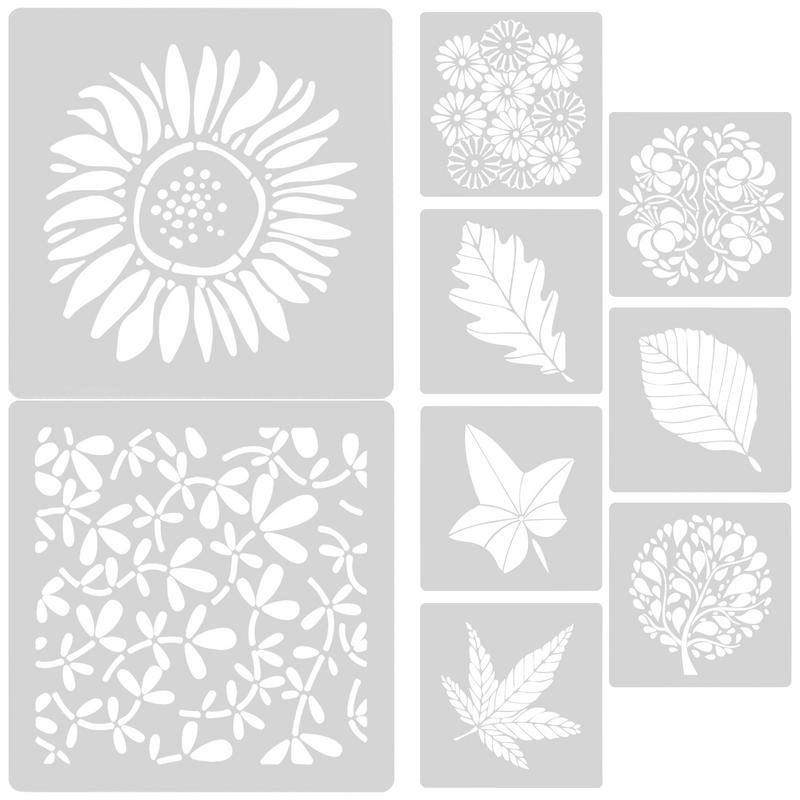 9-częściowy zmywalny szablon kwiatowy Liście Kreatywne szablony Szablony Kreatywne szablony dla zwierząt domowych Szablony na ściany