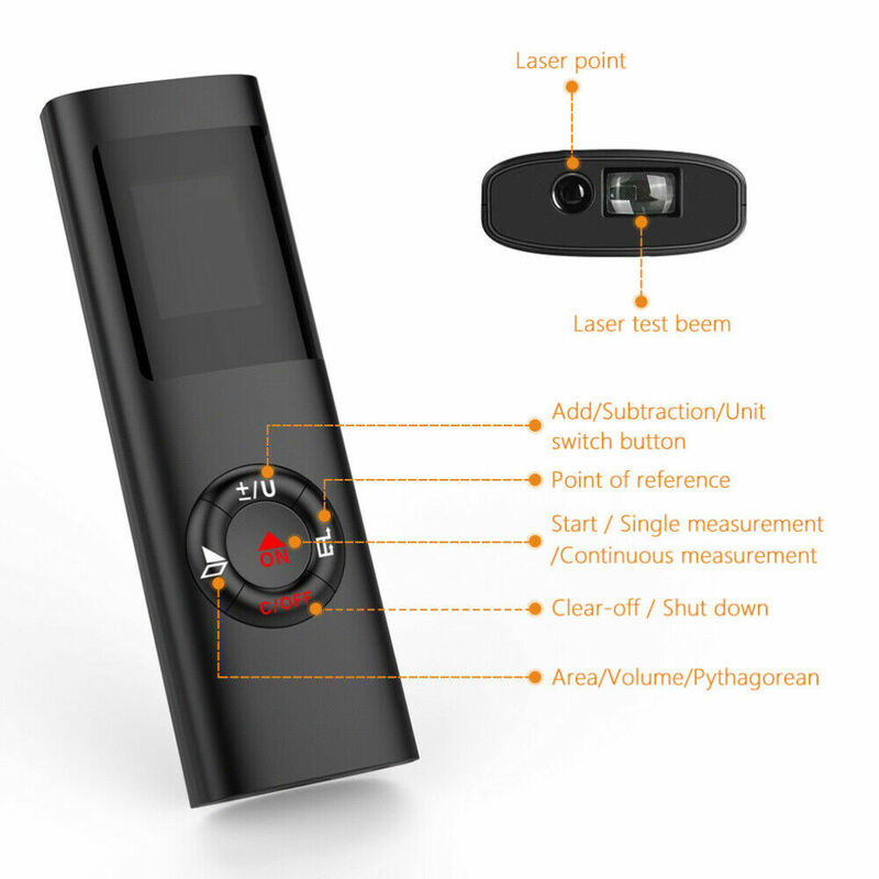 Multifuncional LCD Digital Laser Rangefinder, Medidor de distância inteligente, Portátil USB Carregamento Range Finder, 40m