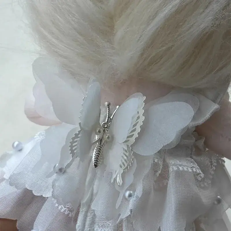 20cm doll fairy air floating, little fairy baby clothes, cotton doll clothes, white gauze skirts with hair clips