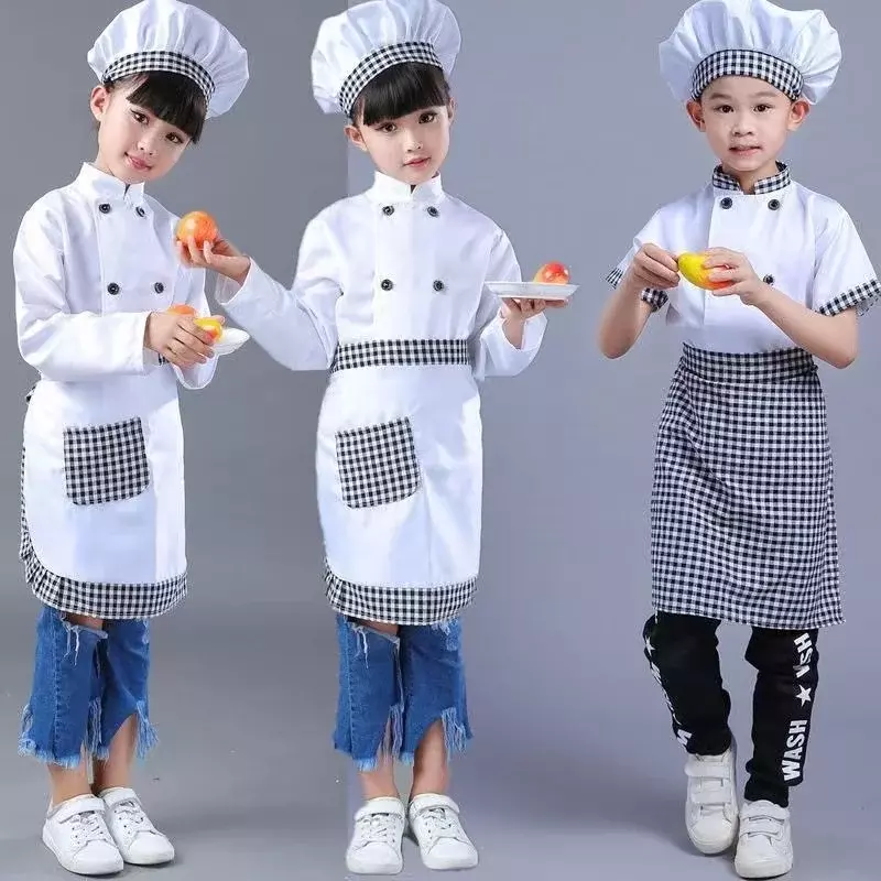 Costume da cuoco per bambini di Halloween Costume da gioco di ruolo per ragazze e ragazzi spettacolo di costumi da cuoco per bambini piccoli gioca alla moda