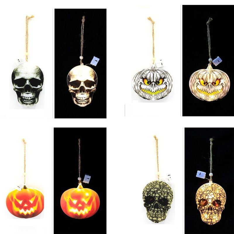 Cadena de linterna LED de calabaza para Halloween, fantasma, diablo, fantasma, Festival, cadena de linterna, cabeza de calavera con luces, decoraciones de Halloween