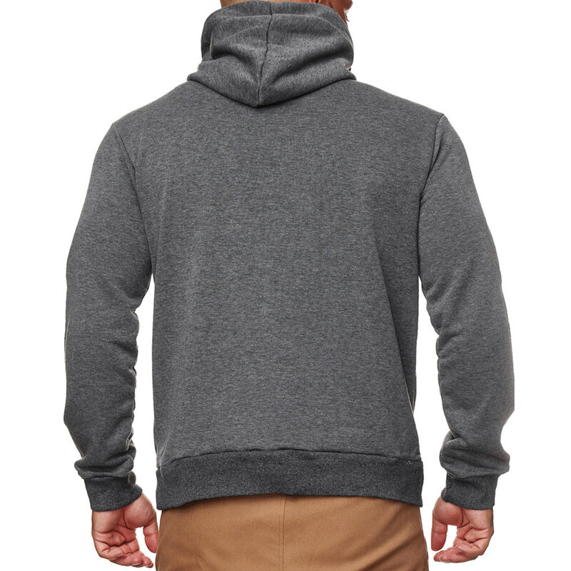 Hoodied Men's Hooded Hoodie with Face Guard Long Sleeve Casual Sweatshirt Jumper Black/White/Grey for Any Season