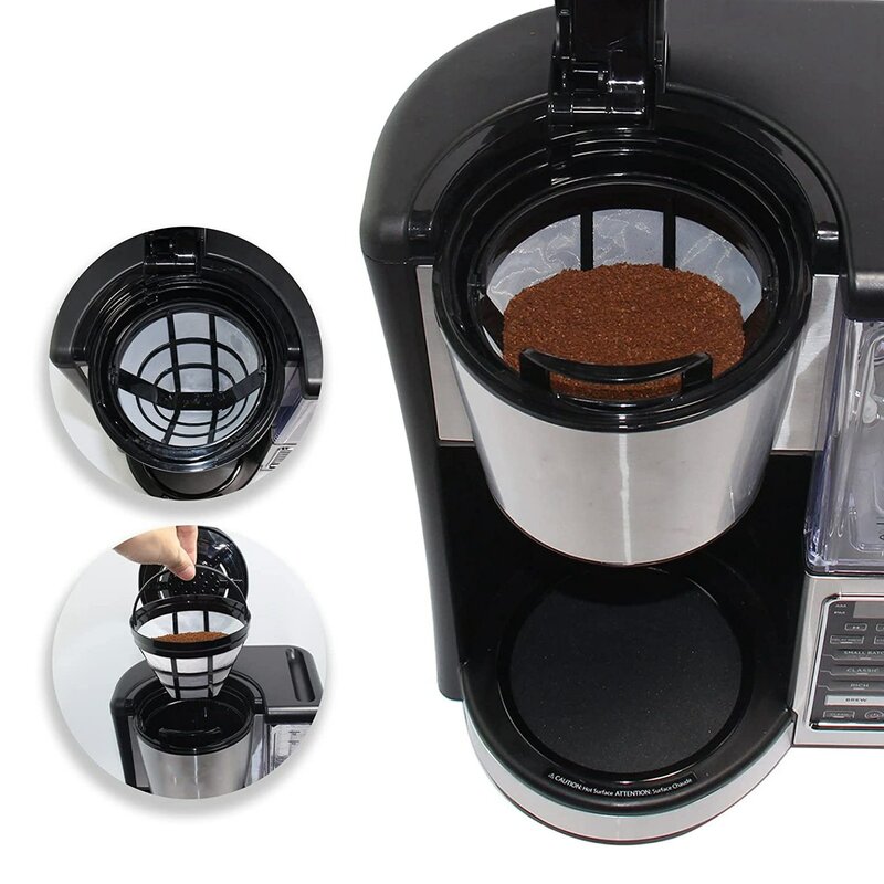 فلتر سلة صانع القهوة القابل لإعادة الاستخدام ، مرشحات النينجا كيسينارت تناسب معظم 8-12 كوب ، آلة القهوة بالتنقيط ، No.4 ، 2 حزمة