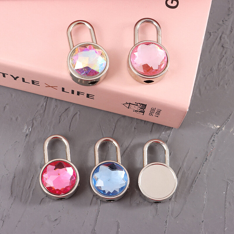 Mini okrągły kształt kłódki kolorowe diamentowe zamki sprzętowe z blokadą na klucz do bagażu podróżnego pudełko na biżuterię ślubną pamiętnik walizkę