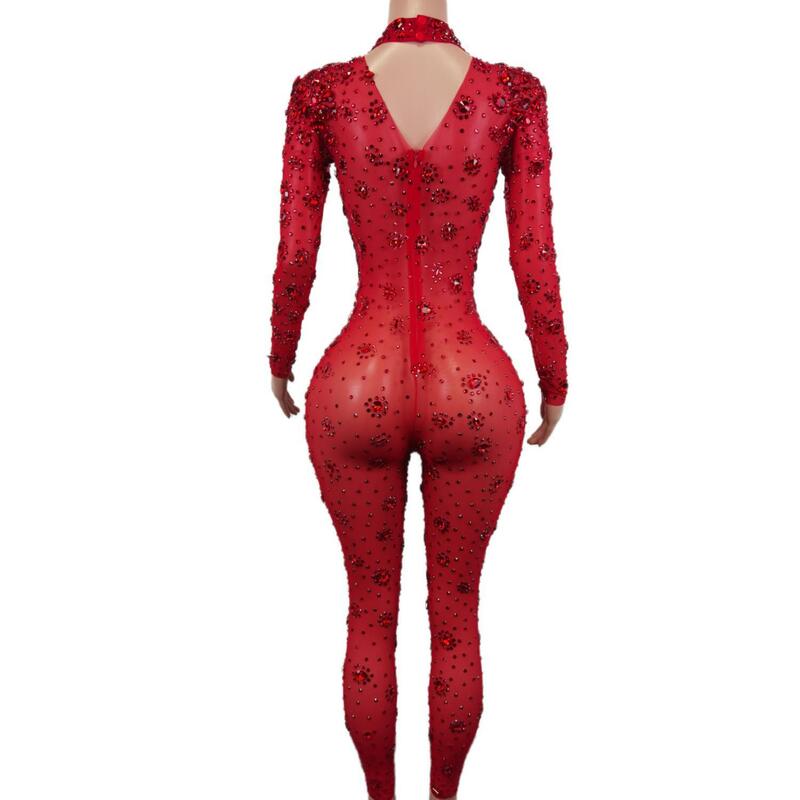 Сексуальный высококачественный великолепный полупрозрачный длинный комбинезон-женская одежда для ночного клуба, певицы, сценического выступления, Cuican