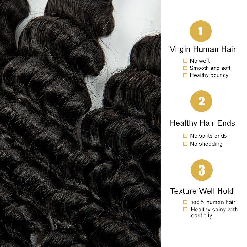 Rambut kepang keriting warna alami gelombang dalam jumlah besar rambut manusia kepang tanpa anyaman rambut alami ekstensi untuk kepang Boho