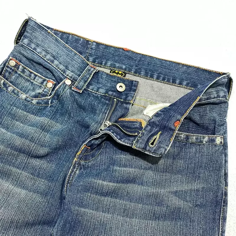 2024 американские свободные джинсы в стиле ретро Y2K с вышивкой и рисунком летучая мышь широкие брюки с высокой талией джинсовые брюки Ins уличная одежда