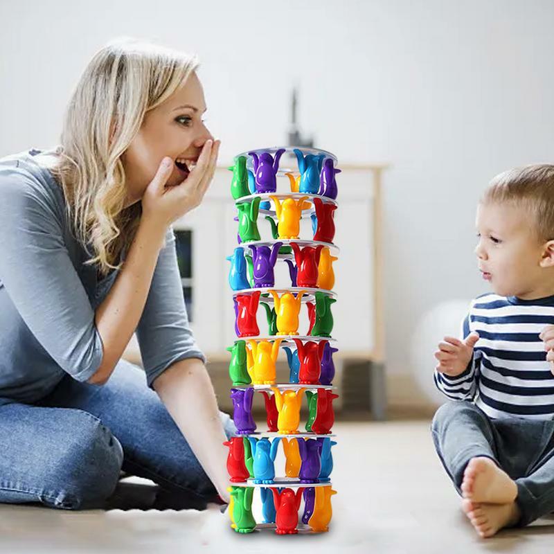 Игрушка для малышей, набор строительных блоков, пингвин, башня, креативная наклонная башня, игрушка для развития мелкой моторики