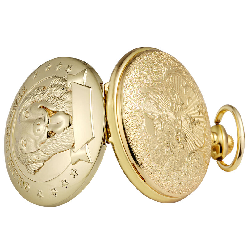 Relógio de bolso bonito do cão do animal de estimação senhoras royal ouro quartzo relógio de bolso clássico árabe numeral dial masculino liga colar pingente presentes
